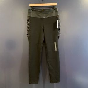 NWT Bisou Bisou Black Stretch Pants Faux Leather